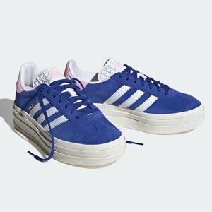 ADIDAS Gazelle Bold Platform Shoes in True Pink / Semi Lucid Blue / Core White
